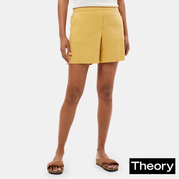 Theory **NWT** East Pull-On Linen Short in Marigold - Picture 3 of 4
